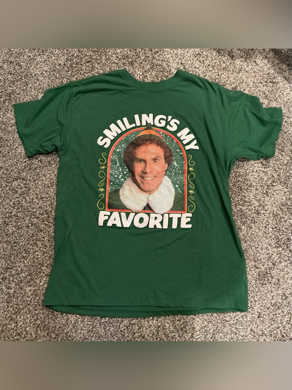 ELF Green Graphic Short-Sleeve Tee - White & Red Print